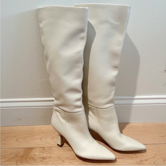 MARC FISHER Hallie White Boots Over the Knee Boots High Leather 7.5 - Picture 9 of 14